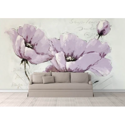 Fototapet fara imbinari Poopy Flower Watercolor Premier Decor