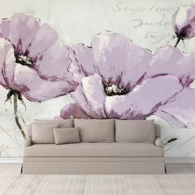 Fototapet fara imbinari Poopy Flower Watercolor Premier Decor