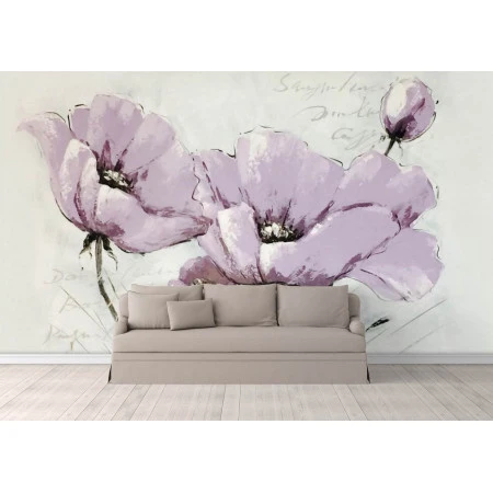 Fototapet fara imbinari Poopy Flower Watercolor Premier Decor