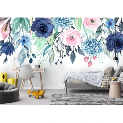Fototapet fara imbinari Watercolor Flowers Premier Decor