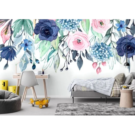 Fototapet fara imbinari Watercolor Flowers