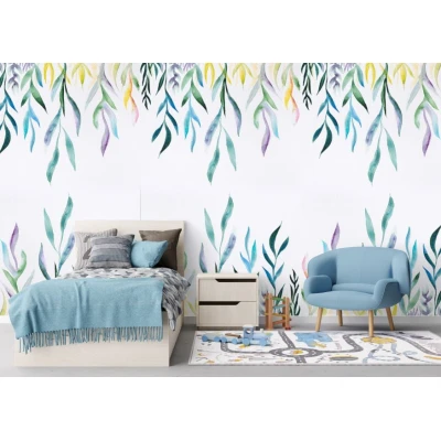 Fototapet fara imbinari Watercolor Flowers Premier Decor