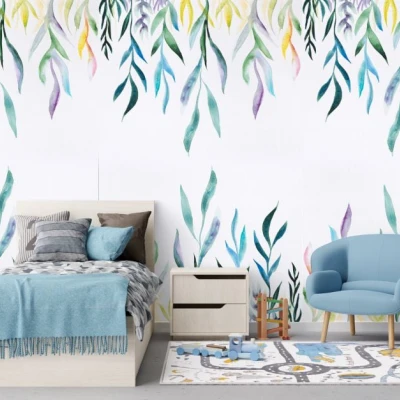 Fototapet fara imbinari Watercolor Flowers Premier Decor
