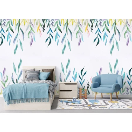 Fototapet fara imbinari Watercolor Flowers Premier Decor