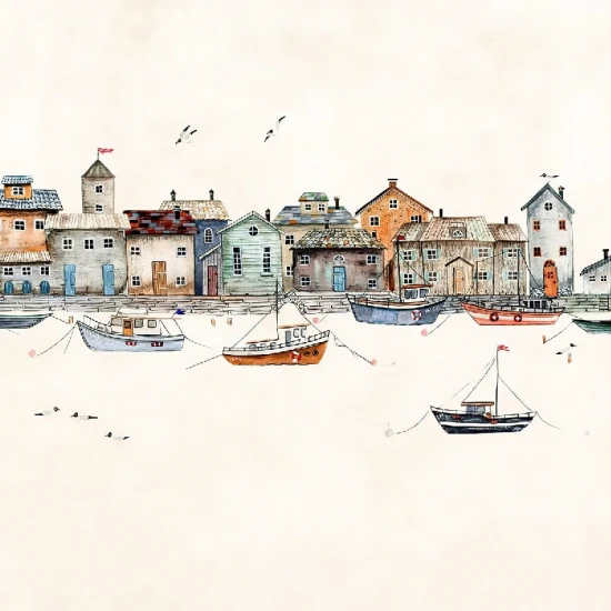 Fototapet fara imbinari Watercolor Port