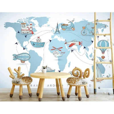Fototapet fara imbinari World Tour Map Premier Decor