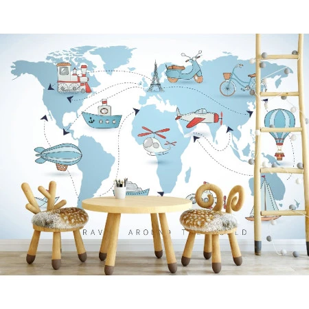 Fototapet fara imbinari World Tour Map Premier Decor
