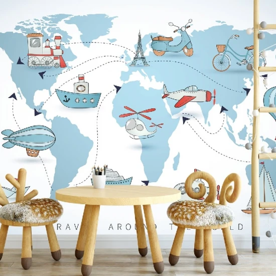 Fototapet fara imbinari World Tour Map