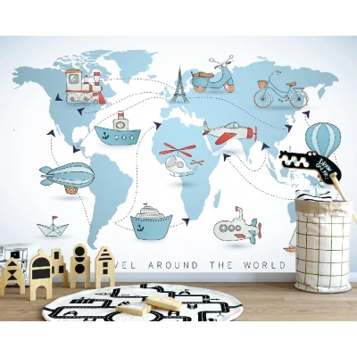 Fototapet fara imbinari World Tour Map Premier Decor