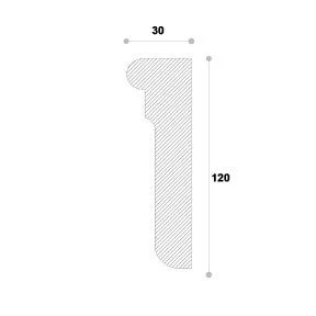 Ancadrament fereastră exterior NA128 polistiren 120x30x2000 mm