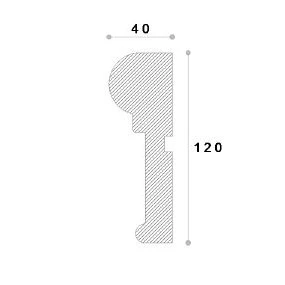 Ancadrament fereastră exterior NA186 polistiren 120x40x2000 mm