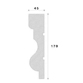 Cornisa decorativa exterior din polistiren NC101 170 x 45 x 2000 mm