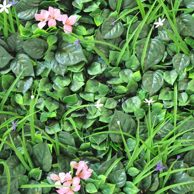 Panou verde din plante artificiale cu flori 100 x 100 cm