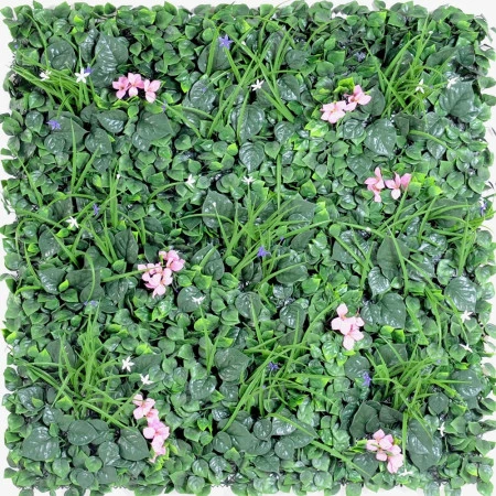 Panou verde din plante artificiale cu flori 100 x 100 cm