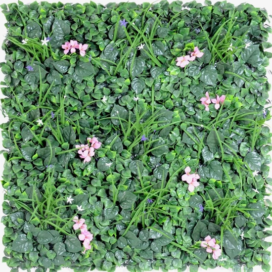 Panou verde din plante artificiale cu flori 100 x 100 cm