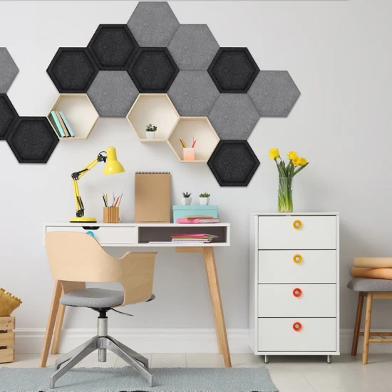 Panou acustic decorativ hexagon simplu fetru 300x259 mm