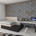 Panou acustic decorativ hexagon fagure fetru 300x259 mm