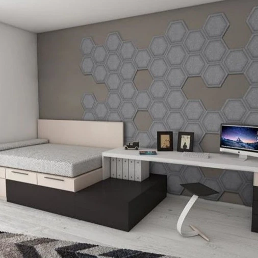 Panou acustic decorativ hexagon fagure fetru 300x259 mm