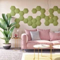 Panou acustic decorativ hexagon cerc fetru 300x259 mm