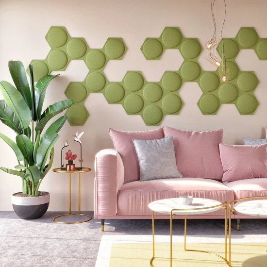Panou acustic decorativ hexagon cerc fetru 300x259 mm Panou acustic decorativ hexagon cerc fetru 300x259 mm
