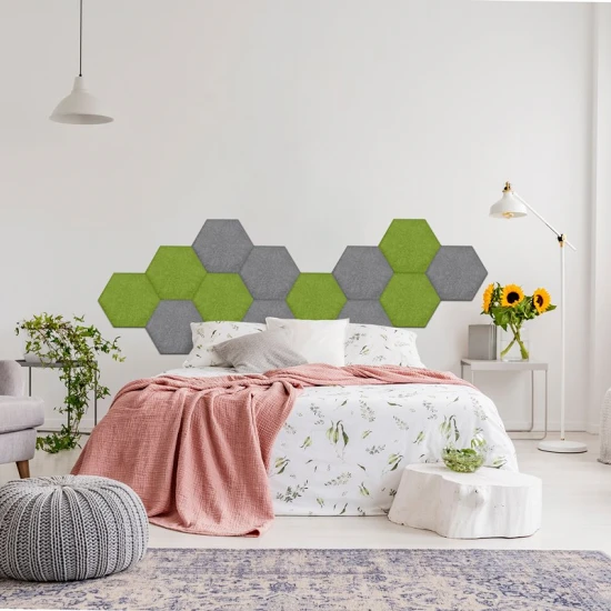 Panou acustic decorativ hexagon simplu fetru 300x259 mm