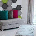 Panou acustic decorativ hexagon fagure fetru 300x259 mm