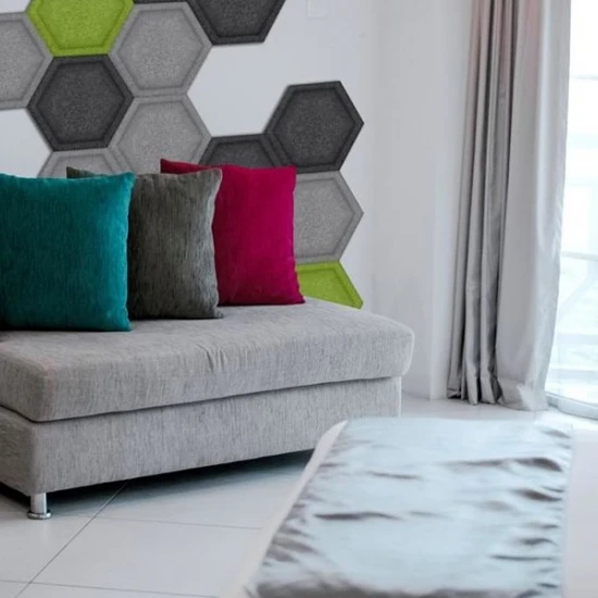 Panou acustic decorativ hexagon fagure fetru 300x259 mm Panou acustic decorativ hexagon fagure fetru 300x259 mm