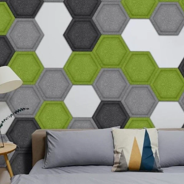 Panou acustic decorativ hexagon fagure fetru 300x259 mm
