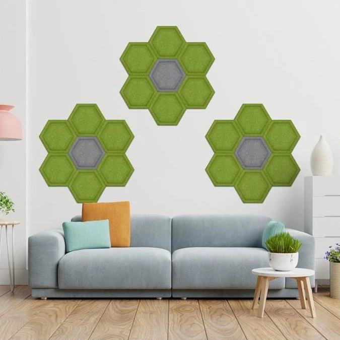 Panou acustic decorativ hexagon fagure fetru 300x259 mm