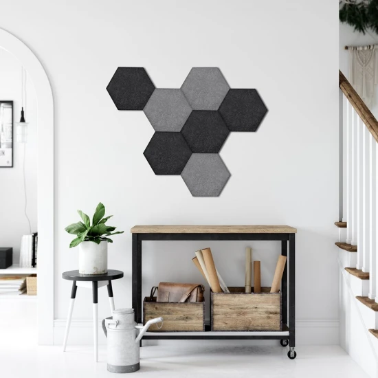Panou acustic decorativ hexagon simplu fetru 300x259 mm