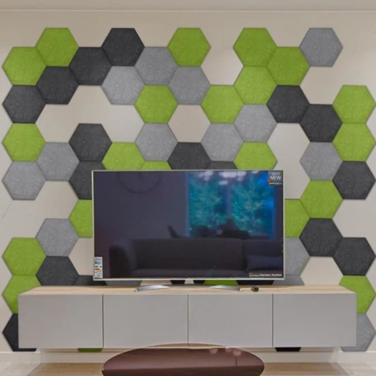 Panou acustic decorativ hexagon simplu fetru 300x259 mm