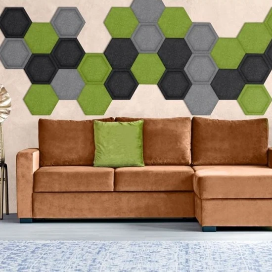 Panou acustic decorativ hexagon simplu fetru 300x259 mm