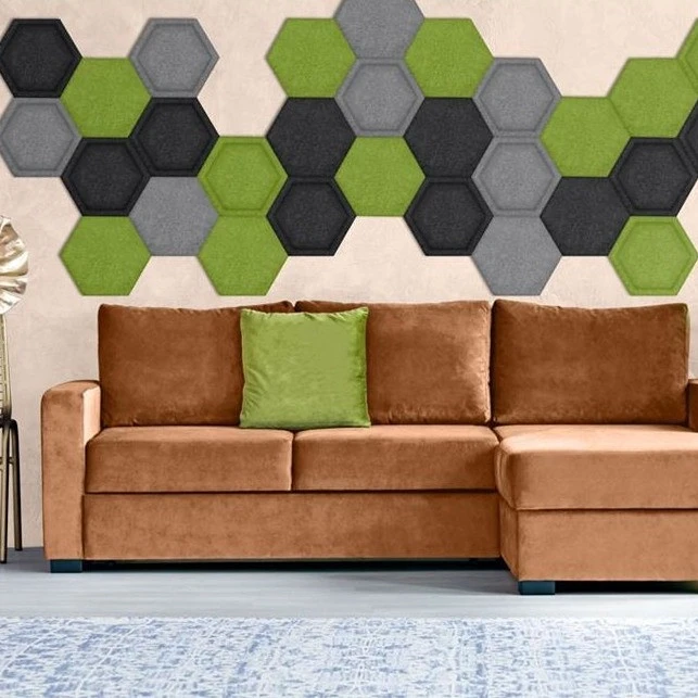 Panou acustic decorativ hexagon fagure fetru 300x259 mm