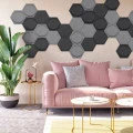 Panou acustic decorativ hexagon cerc fetru 300x259 mm