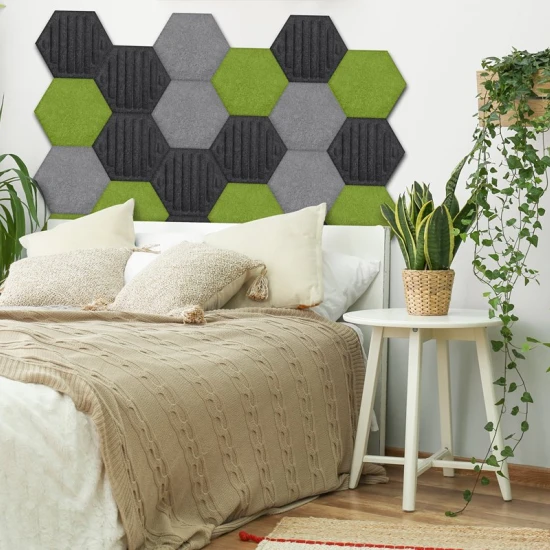 Panou acustic decorativ hexagon simplu fetru 300x259 mm
