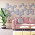 Panou acustic decorativ hexagon cerc fetru 300x259 mm