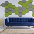Panou acustic decorativ hexagon cerc fetru 300x259 mm