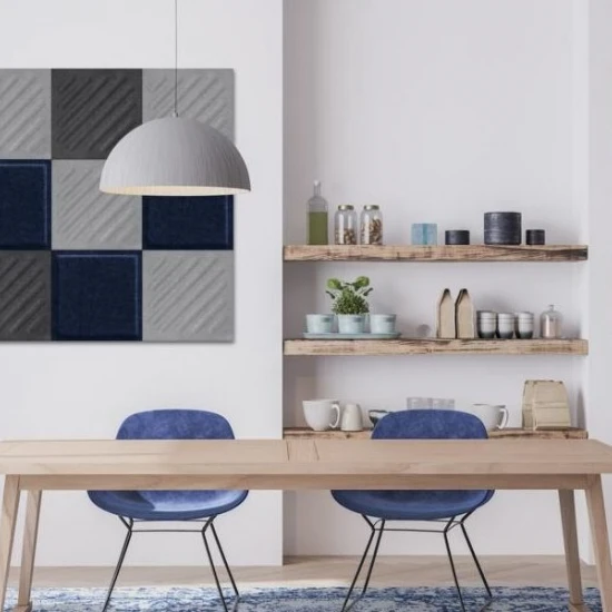 Panou acustic decorativ patrat dungi oblice fetru 300x300 mm