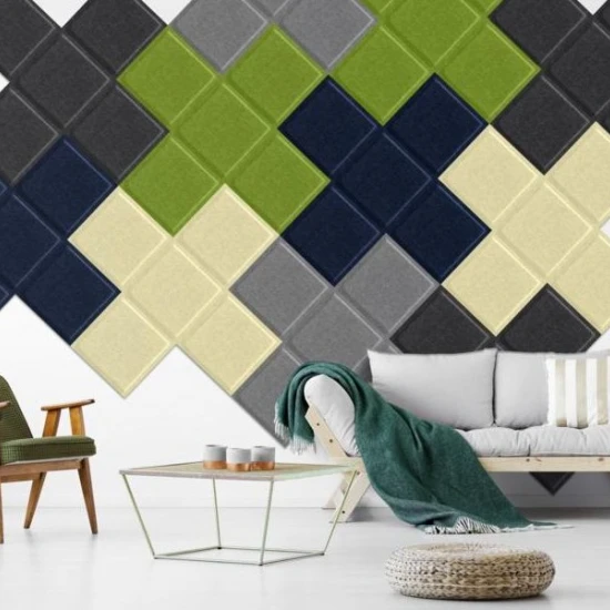 Panou acustic decorativ patrat relief fetru 300x300 mm