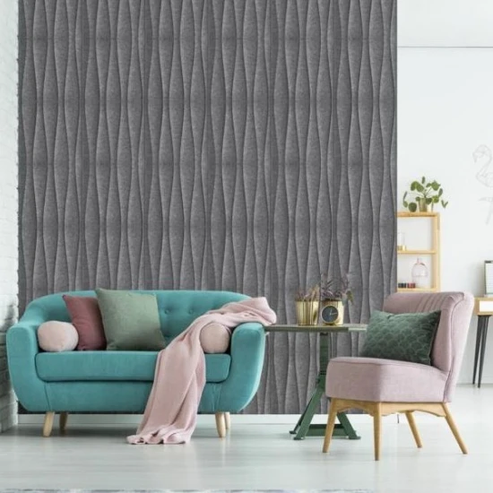 Panou acustic decorativ patrat valuri fetru 300x300 mm