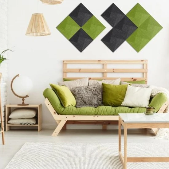 Panou acustic decorativ patrat spirala fetru 300x300 mm