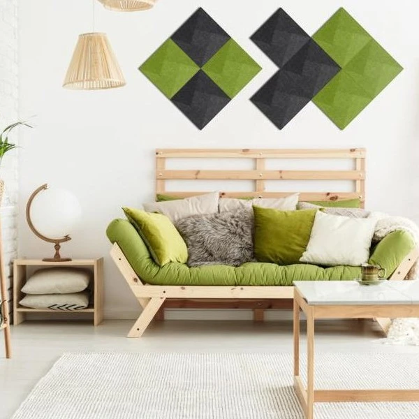 Panou acustic decorativ patrat spirala fetru 300x300 mm