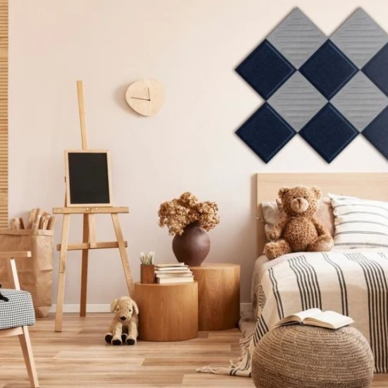 Panou acustic decorativ patrat dungi oblice fetru 300x300 mm