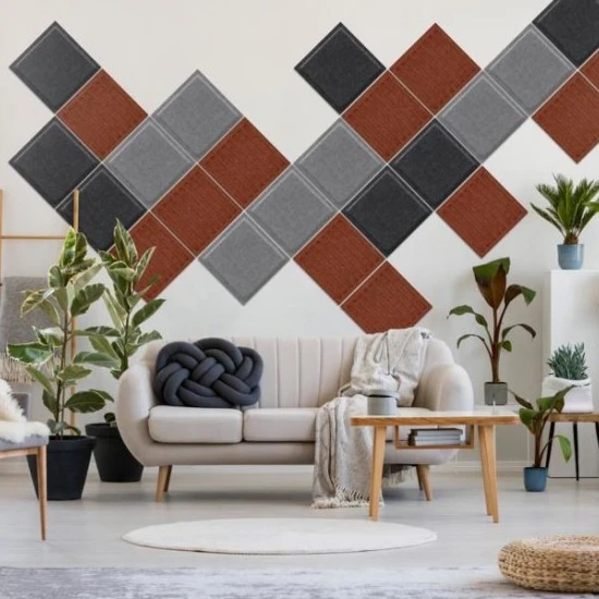 Panou acustic decorativ patrat relief fetru 300x300 mm