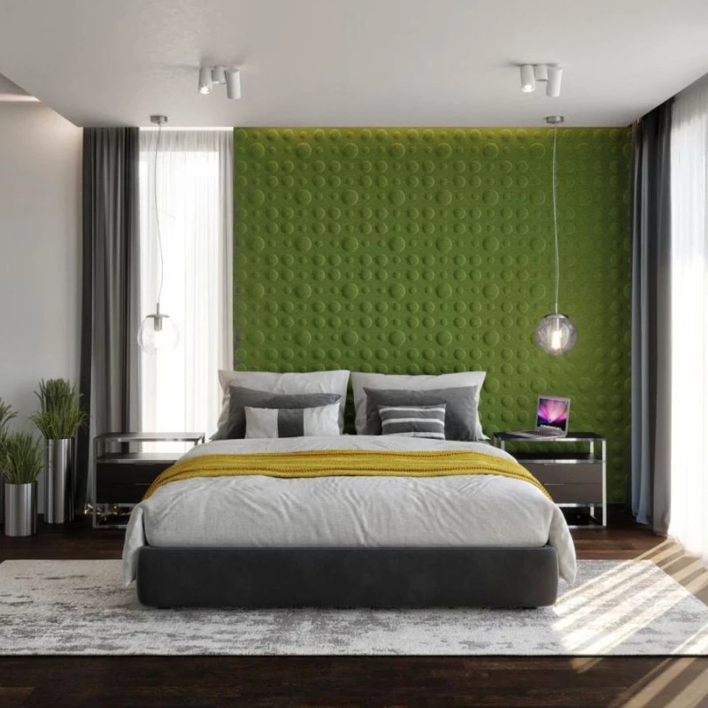 Panou acustic decorativ patrat buline fetru 300x300 mm