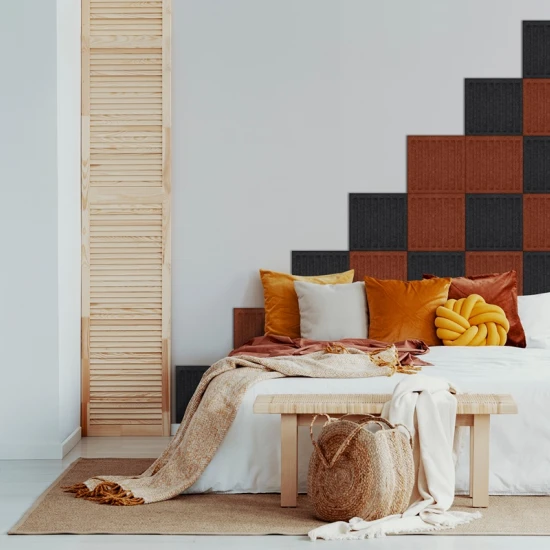 Panou acustic decorativ patrat dungi drepte fetru 300x300 mm