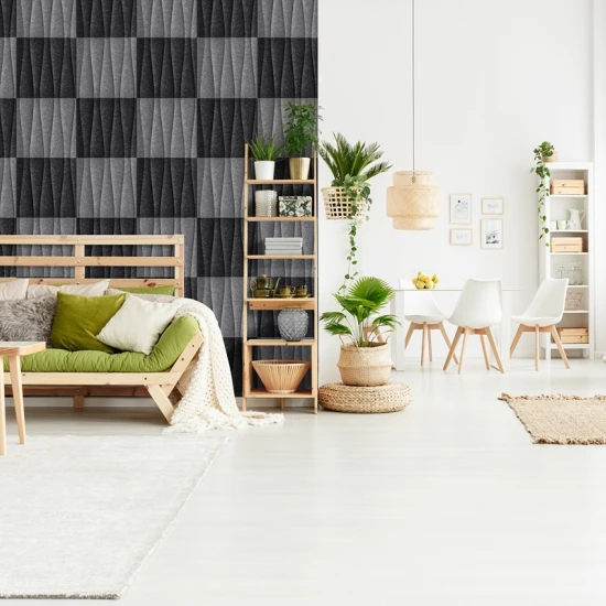 Panou acustic decorativ patrat valuri fetru 300x300 mm