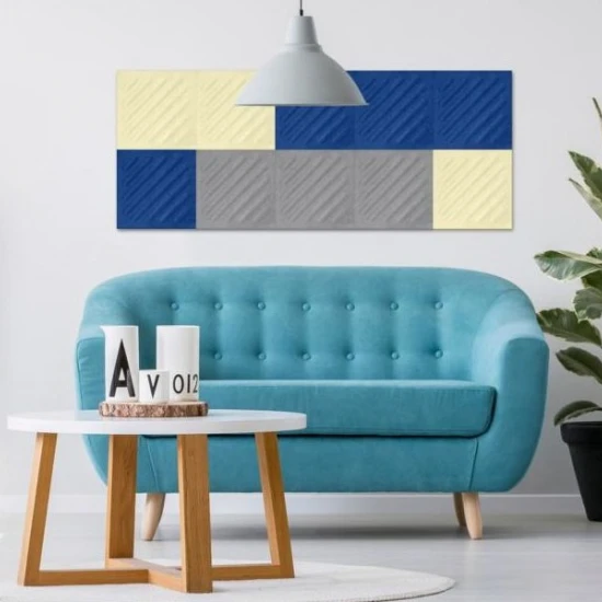 Panou acustic decorativ patrat dungi oblice fetru 300x300 mm