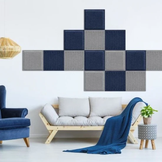 Panou acustic decorativ patrat relief fetru 300x300 mm