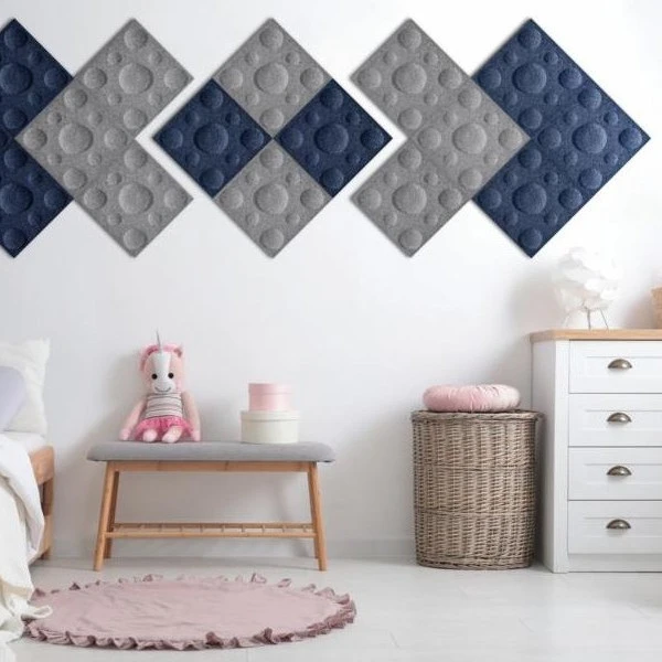 Panou acustic decorativ patrat buline fetru 300x300 mm